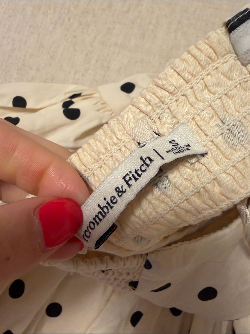 Abercrombie & Fitch Cream Dress with Black Polka Dots - Picture 3 of 3